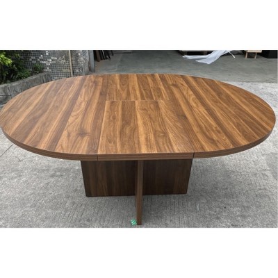 Coucheta Extendable Round Dining Table, Kitchen Table with Removable Extension Leaf and Cross Wood Base, for Dining Room, Living Room, Black