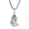 Steeltime Men's stainless steel prayer hands pendant. Color Options: Silver, Gold, Black, Multicolored - 2 of 4