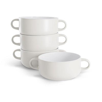 Certified International It's Just Words Ceramic Soup Bowls With Handles  32oz White - Set of 4