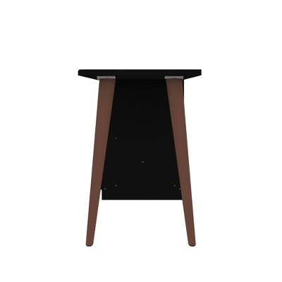 Hampton 54'' Black Mid-Century Modern Office Desk with Open Shelving