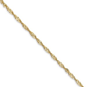 Black Bow Jewelry 1.7mm, 14k Yellow Gold, Singapore Chain Necklace - 1 of 4