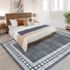 Modern Bordered Area Rug Machine Washable Area Rug Stain Resistant Easy Cleaning Indoor Carpet - 2 of 4