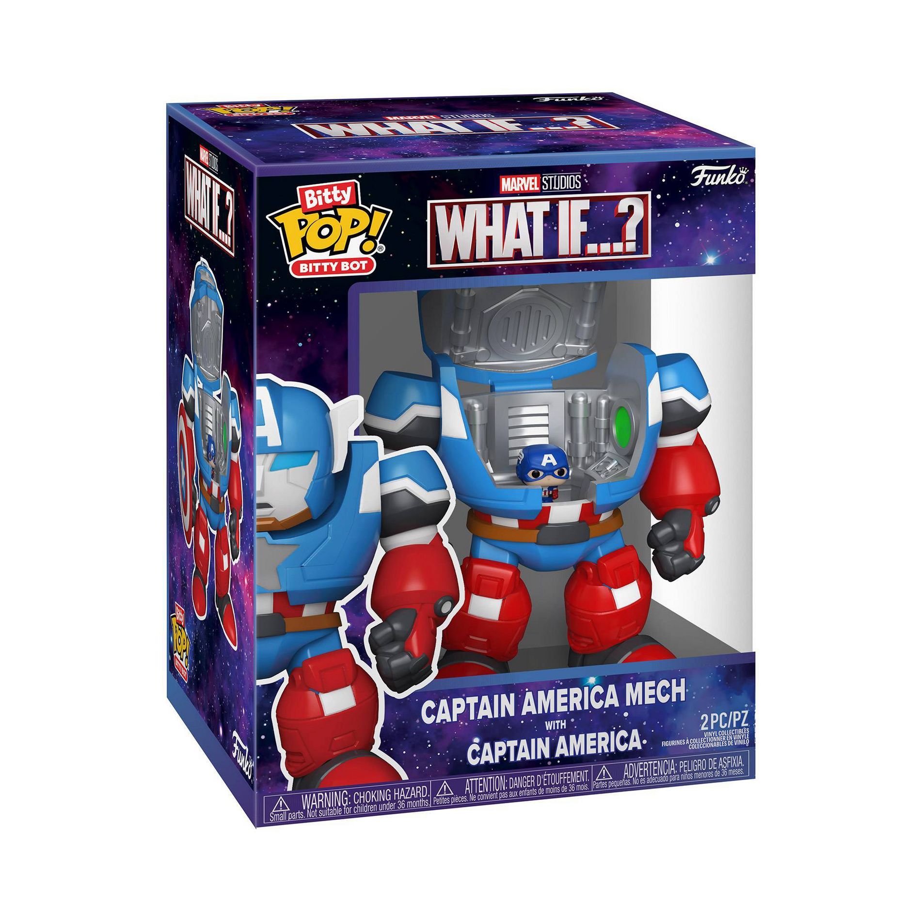FUNKO Bitty Pop! Bitty Bot Marvel Studios What If? Captain America Merch with Captain America 2pc Vinyl Collectible