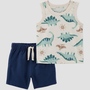 Carter's Just One You® Baby Boys' Dino Top & Bottom Set - Green/Navy Blue - 1 of 3