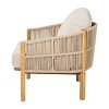 Boho Outdoor Wood Club Chair with Rope Woven Back & Cushioned Seat, 30.75'' Patio Accent Armchair for Porch Garden-Baofuwish - 3 of 4