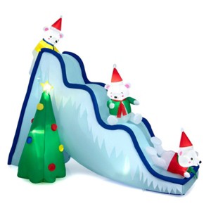 Syemin Inflatable Holiday Decorations 9 Feet Christmas Decoration Inflatable Polar Bear Slide Scene Decoration, Blue, 108"*58"*90" - 1 of 4