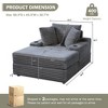 Oversized Chaise Lounge Chair with Storage Ottoman, Upholstered Corduroy Sofa Bed Cloud Couch with 3 Pillows, Single Sleeper Sofa - 2 of 4