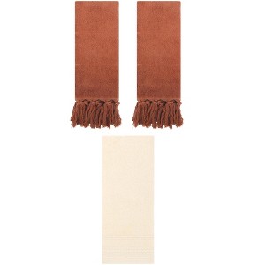 REGALWOVEN 3 Packs Striped and Tassels Hand Towels for Bathroom 14" x 30" - 1 of 4
