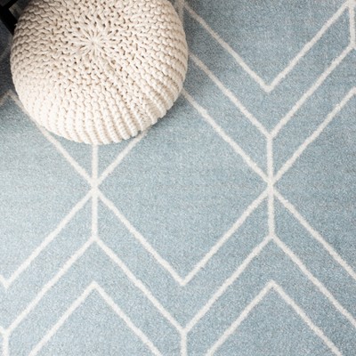 Adirondack Blue and Ivory Geometric Synthetic Rectangular Area Rug, 5'1" x 7'6"