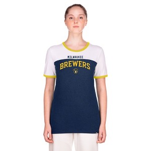 MLB Milwaukee Brewers Women's Bi-Blend Ringer T-Shirt - 1 of 4