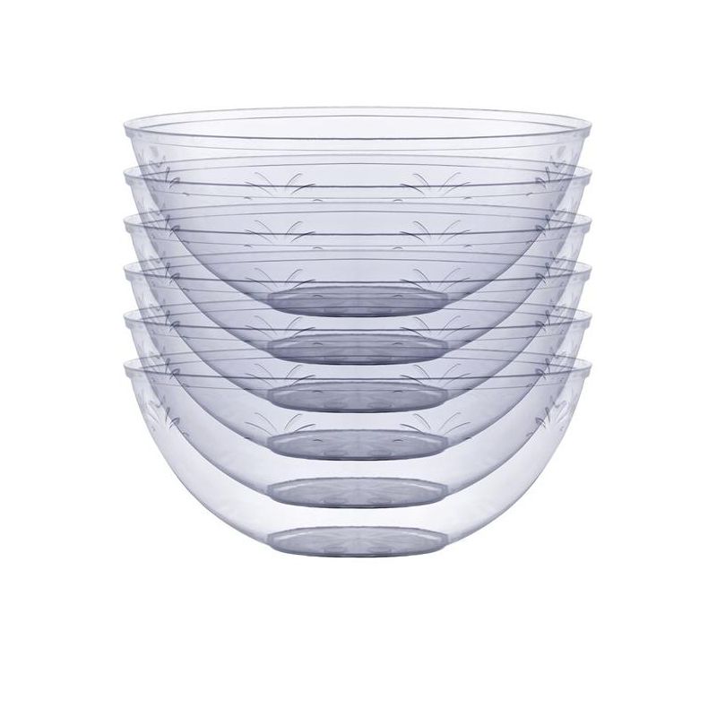 Crown Display 4 Pack Clear Disposable Round Salad Bowls Serving Bowl with Leaf indentation, 5 of 8