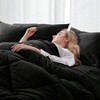 Queen Bed in a Bag Set, 8 - Piece Black Comforter with Sheets, Blanket, Pillowcases Bed Skirt - 2 of 4