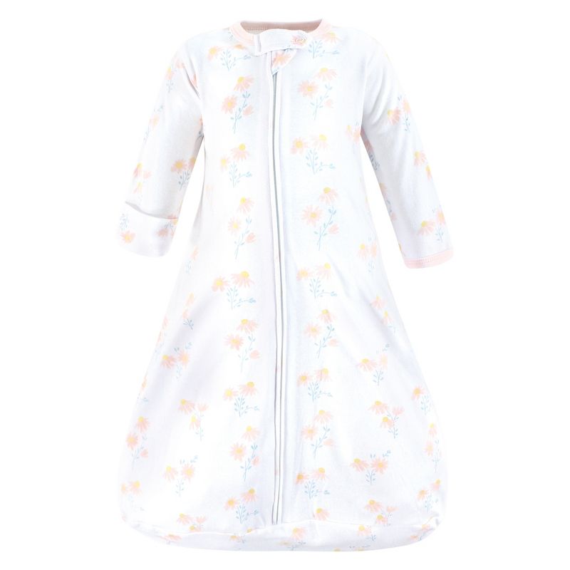 Hudson Baby Infant Girl Cotton Long-Sleeve Wearable Sleeping Bag, Sack, Blanket, Mixed Daisy, 4 of 5
