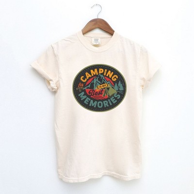 Simply Sage Market Women's Camping Is My Best Memories Badge Short Sleeve Garment Dyed Tee