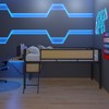 ALEXOUN Black Metal Bed Frame Gaming Loft Bed with Desk and Woven Rattan Guard Rails,Hanging Storage Compartment,for Apartments - 2 of 4