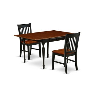 HomeStock 3-Pc Black and Cherry Finish Solid Wood Top With Dropleaf Dining Table Set - 1 of 4