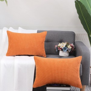 PiccoCasa Soft Corduroy Striped Throw Pillow Case with Zipper 2 Pcs - 1 of 4