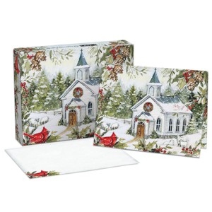 LANG 18ct Church in Snow Boxed Holiday Greeting Card Pack - 1 of 4