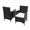 Mshliw 5-Piece Outdoor Patio Wicker Dining Set, Black Wicker with Acacia Wood Top and Creme Cushions for Garden, Courtyard, or Balcony - 4 of 4