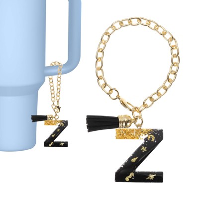 Unique Bargains Resin Lightweight Decorative Tassel Keychain Handle Charm Black with Gold Foil 1 Pc