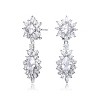Guili Double Halo GV Sterling Silver with Colored Cubic Zirconia Emerald, Ruby, Sapphire, and Classic Cluster Dangle Earrings for Bold Elegance - 3 of 3