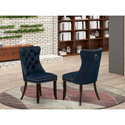East West Furniture DAP2F23 Dallas Parson Kitchen Chairs - Button Tufted Nailhead Trim Beige Red faux Leather  Dining Chairs, Set of 2, linen white