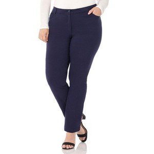 Rekucci Curvy Woman  Straight Leg Pants with Stretch Waist and Pockets - 1 of 3
