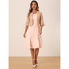 Allegra K Women's Shiny Lace Cropped Shrug and Sleeveless Wedding Midi Dress Sets - 4 of 4