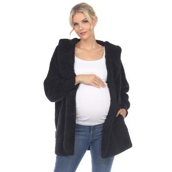 Maternity Plush Hooded Cardigan with Pockets