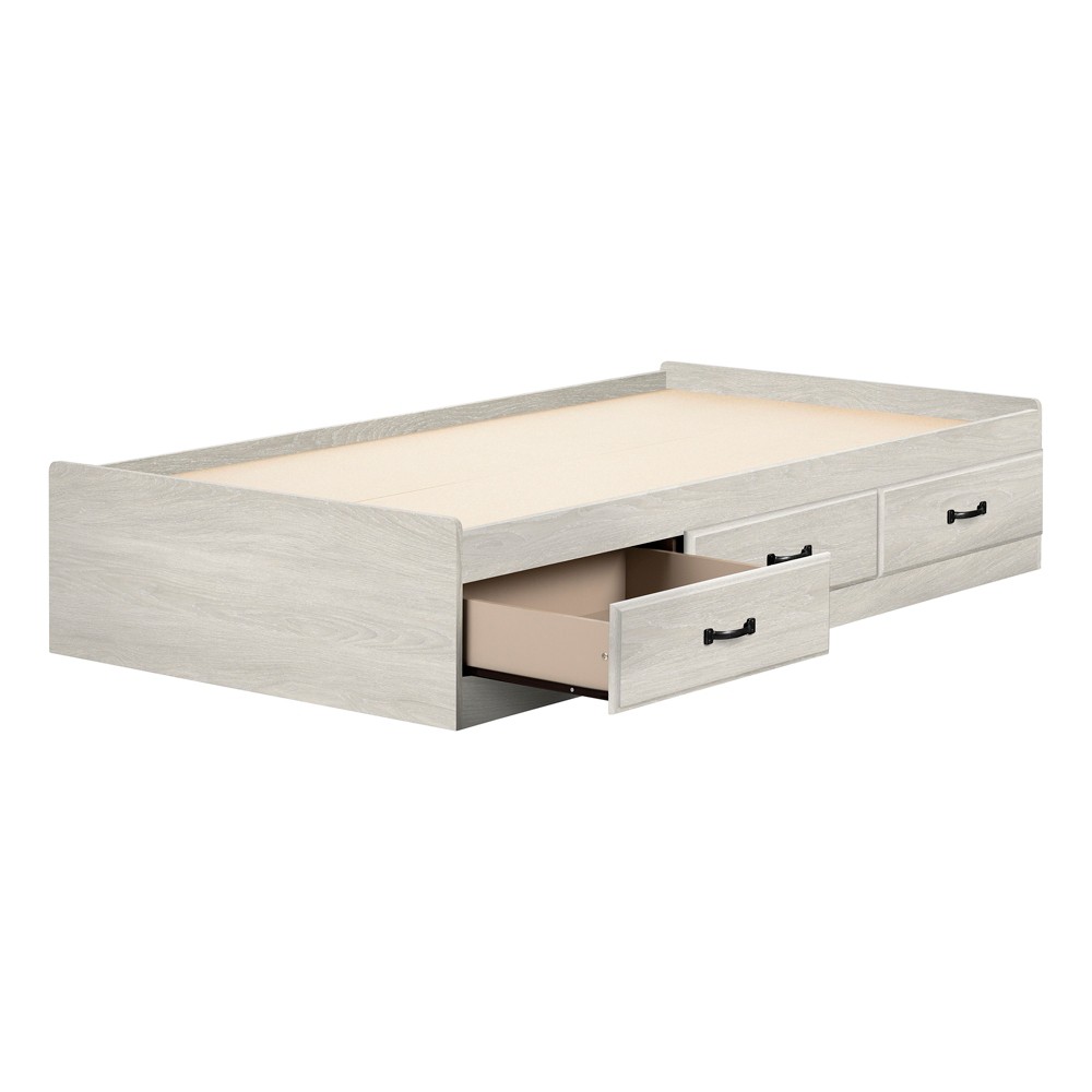 Photos - Bed Frame Ulysses Mates Kids' Bed with 3 Drawers Winter Oak - South Shore