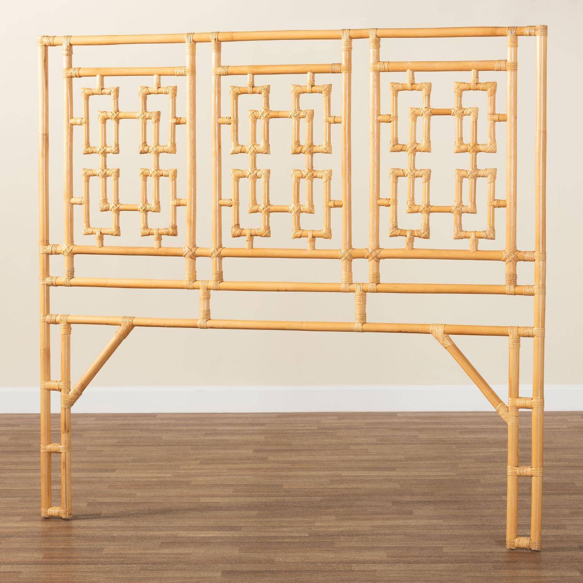bali & pari Queen Size Galvan Rattan Standalone Headboard Light Honey - thumbnail 6