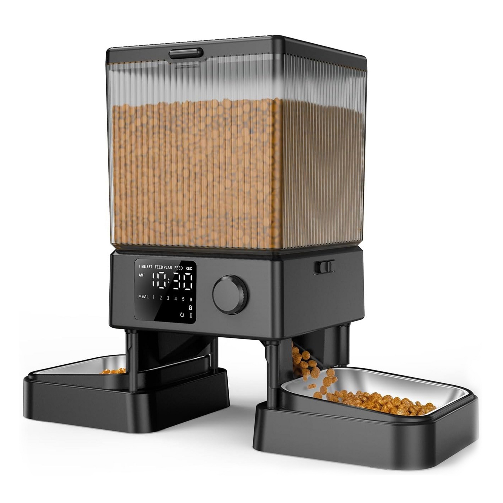 Oneisall PFD-002 Automatic Dog and Cat Feeder: 5L, Timed Dispenser for 2 Cats, Dual Bowls, Pet Dry Food Dispenser (Spring Sale)