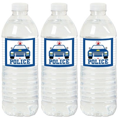 Big Dot of Happiness Calling All Units - Police - Cop Birthday Party or Baby Shower Water Bottle Sticker Labels - Set of 20
