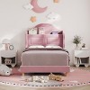 Whizmax Upholstered Twin Bed Frame with Led Lights, Velvet Platform Bed Frame with Wing Back Storage Headboard,Wood Slats Support,No Box Spring Needed - 3 of 4