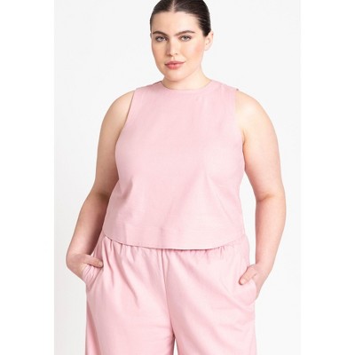 Eloquii Women's Plus Size Linen-blend Boxy Scoop Neck Crop Tank - 14 ...