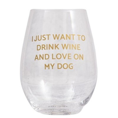 Drink Wine and Love on My Dog Wine Glass 18 oz