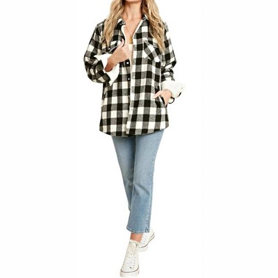 Women's Cristal Plaid faux-shearling Lined Shacket - BluIvy