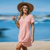 Women's Ivory/Khaki/Green/Blue Notched Neck Short Sleeve Cover-Up Dress - Cupshe - 3 of 4