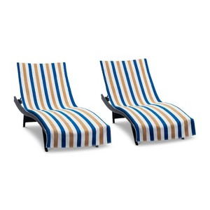 Arkwright Cabo Cabana Chaise Lounge Cover - (Pack of 2) 100% Cotton Terry Towels, Pool Chair Covers for Outdoor Beach Furniture, 30 x 85 in - 1 of 4