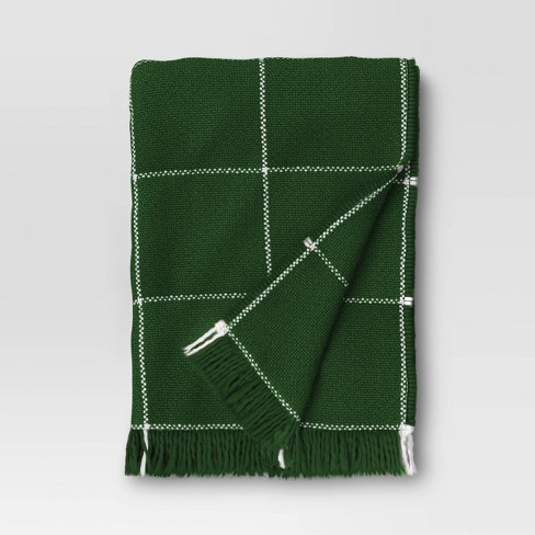 Woven Windowpane Throw Blanket Green ivory Threshold Target