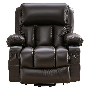 AndMakers 38.58 in. W Leather Recliner with Remote Control, Tufted and Storage - 1 of 4