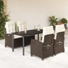 vidaXL Garden Dining Set Brown Table, Cream White Cushions - 2 of 4