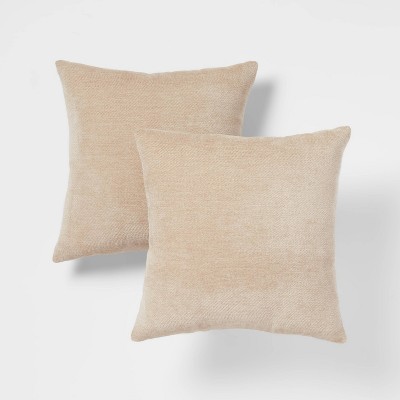 Soft Fluffy Sherpa Throw Pillow Decorative Cushion, Beige, 18 x 18 In, 2  Pack