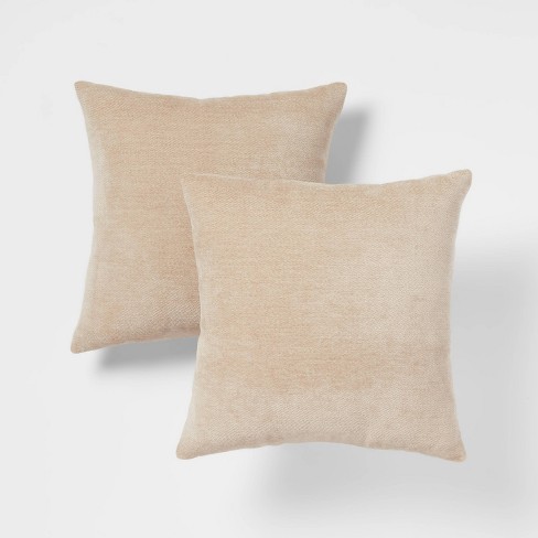 2pk Chenille Square Throw Pillows Cream - Threshold™