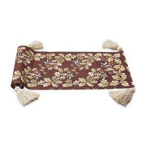 tag Harvest Fall Oak Leaf & Acorn Table Runner with Tassels on Brown Background Runner, 72 in. - 1 of 2