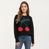 Anna-Kaci Women's Cherry Graphic Fuzzy Knit Sweater with Textured Soft Feel Ribbed Crew Neckline and Relaxed Long Sleeve Fit - 2 of 4