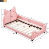 PAGED Twin Size Upholstered Daybed Wooden Bed Frame with Cat Ears Shaped Headboard for Bedroom and Living - 4 of 4
