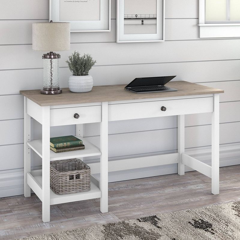 54W Mayfield Computer Desk with Shelves Shiplap Gray/Pure White - Bush Furniture, 2 of 6