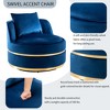 Ridstar Upholstered Modern Velvet 360 Degree Swivel Accent Chair & Barrel Chair With Cushion For Reading, Living Room-Blue - 3 of 4