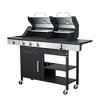 Zevemomo Gas and Charcoal Grill Combo with Side Burner, Dual-sided Frying Plate, Thermometer, Wheels, Side Table, 37,230BTU Gas Grill for Patio,Garden - 3 of 4